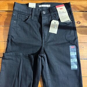 Levi's 724 High Rise Slim Straight Jeans Women Sz 2 (26x32) Black Hypersoft NEW